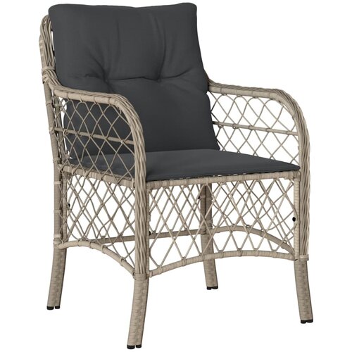  3-dijelni bistro set s jastucima svjetlosivi od poliratana Siva 80 cm table length Slike
