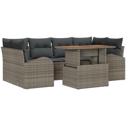 vidaXL vrtnica sofa set Set 7 Siva, Črna Aluminij, Olefin, (22065280) Cene