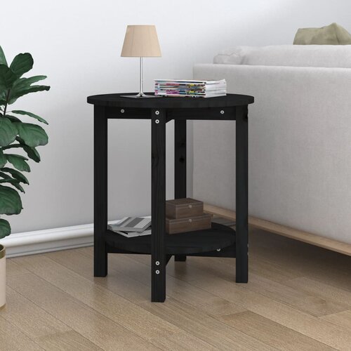 VidaXL Stolić za kavu crni &amp;Oslash; 55x60 cm od masivne borovine Slike