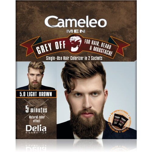 Delia Cosmetics Cameleo Men barva za enkratno uporabo za takojšnje prekritje sivih las odtenek 5.0 Light Brown 2 x 15 ml Cene