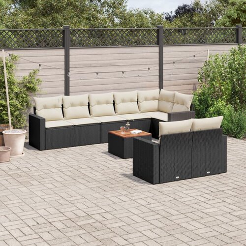  9-dijelni set vrtnih sofa s jastucima crni od poliratana Cijene