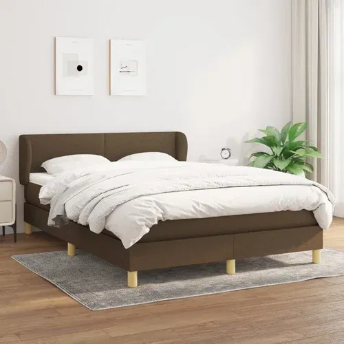 vidaXL Box spring postelja z vzmetnico temno rjav 140x190 cm blago