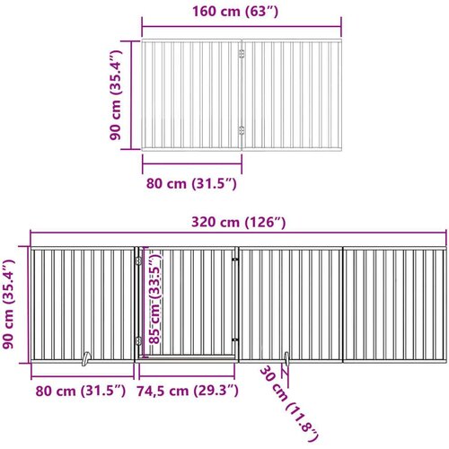 VidaXL Vrata za pse s vrata&amp;scaron;cima 12 panela sklopiva 960 cm drvo topole Slike