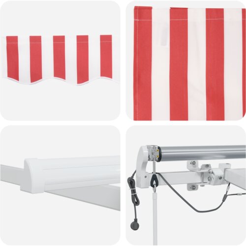  Automatska uvlačiva tenda s LED crveno-bijelim prugama 500x350 cm Slike