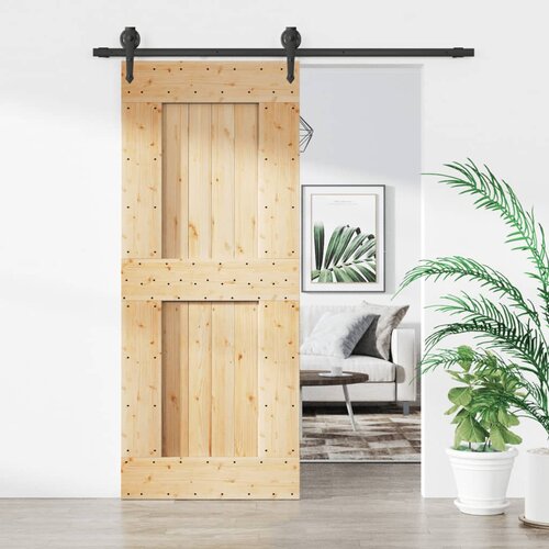 vidaXL Drsna vrata s kompletom vodil 85x210 cm trdna borovina Cene