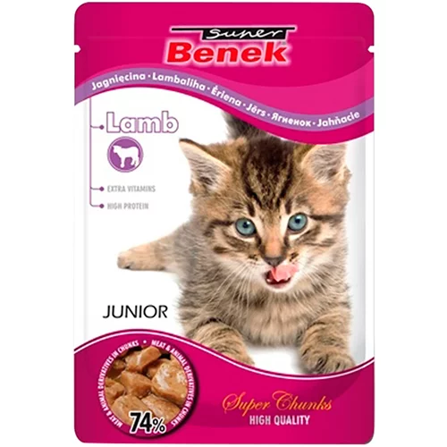 Benek Super Super Chunks Kitten 24 x 100 g - Janjetina u umaku