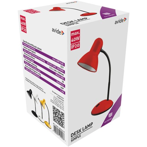 Avide 915586 Namizna svetilka Basic Simple E27 max 40W Rdeča, (21634993) Slike