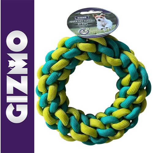 Gizmo Igračka za pse - Pleteni prsten 18cm - Plavo-Narandžasti Cene