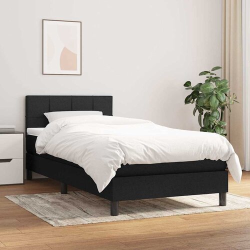 Box spring krevet s madracem crni 90x190 cm od tkanine Slike