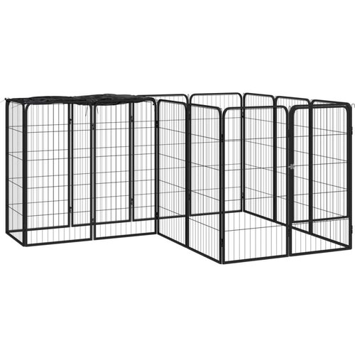  Ograda za pse s 14 panela crna 50 x 100 cm čelik obložen prahom Cijene