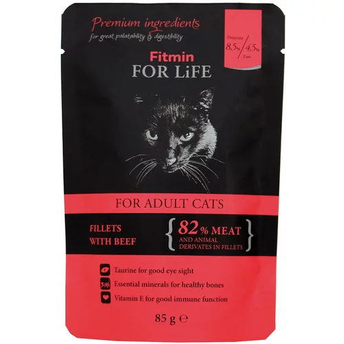 Fitmin Cat For Life Adult 28 x 85 g - Govedina