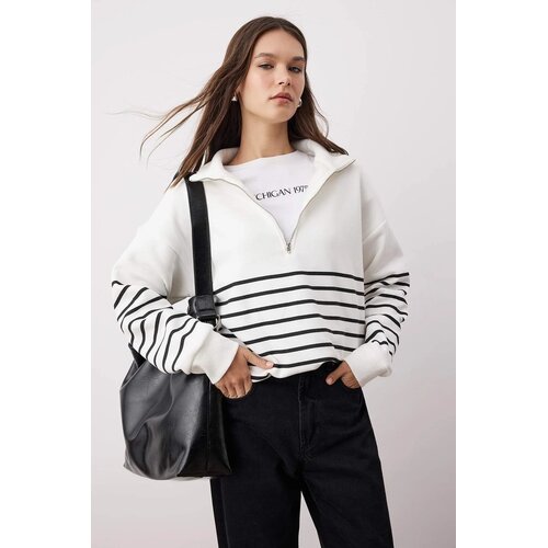 TRENDYOLMILLA ženski duks Twoaw26Sw00044, Ecru-Ecru Slike