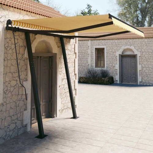  Ročna zložljiva tenda z LED lučkami 3x2,5 m rumena in bela, (20728590) Cene