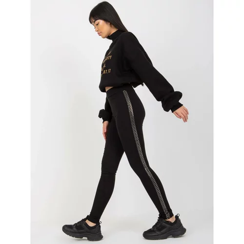 Fashion Hunters Black women's casual leggings with an application