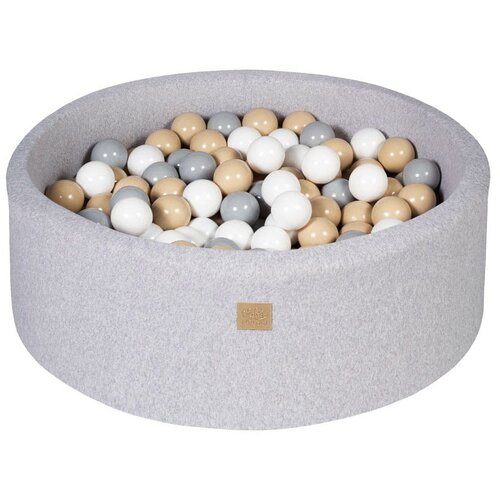 MeowBaby Sivi bazen od korduroja s lopticama &amp;oslash; 90x30 cm Montessori - Slike