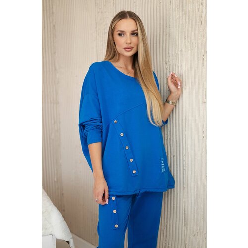 Włoski Oversize cotton set sweatshirt + pants cornflower blue Cene