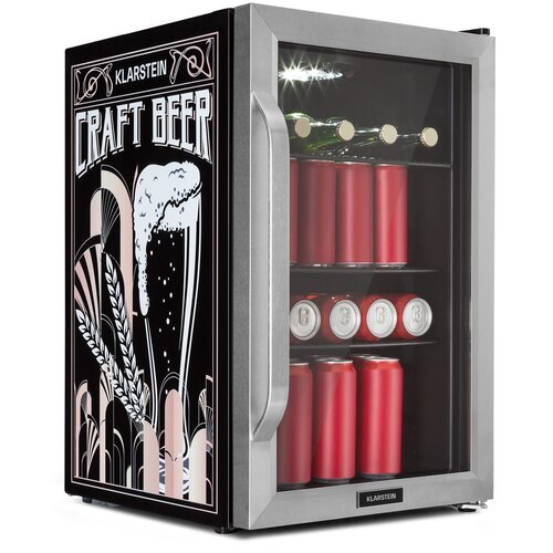 Klarstein Beersafe 70, Craft Beer Edition, hladnjak, 70 litara, 3 police, panoramska staklena vrata, nehrđajući čelik Cijene