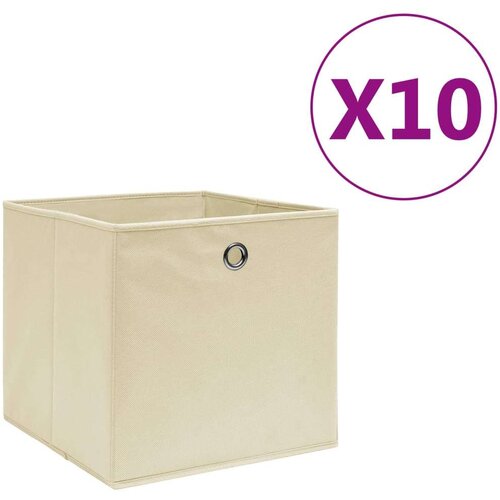 VidaXL Kutije za pohranu od netkane tkanine 10 kom 28x28x28 cm krem Slike