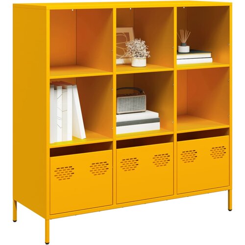 VidaXL Visoka omara gorčično rumena 101,5x39x103,5 cm jeklo Slike