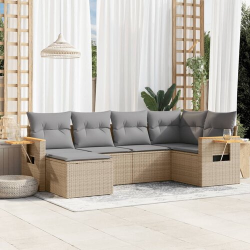 vidaXL 6-dijelni set vrtnih sofa s jastucima bež od poliratana Cijene