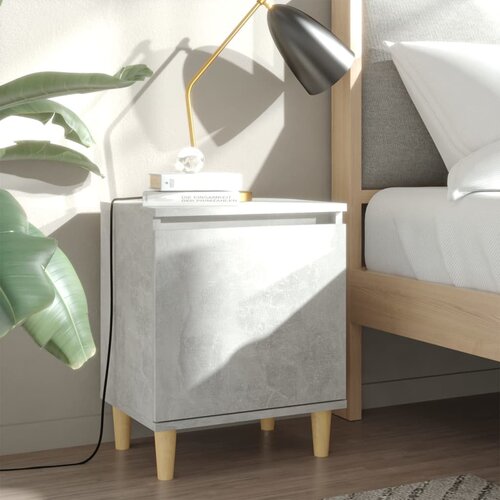 VidaXL Nočna omarica z lesenimi nogami betonsko siva 40x30x50 cm Slike