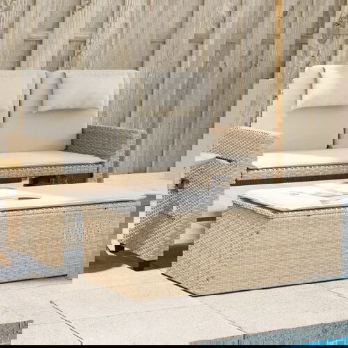 vidaXL Vrtni naslonjač s jastucima bež od poliratana Cijene