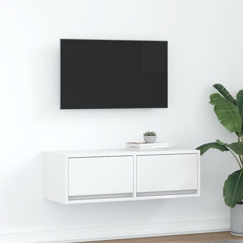 VidaXL TV omarica bela 80x31x25,5 cm inženirski les Slike