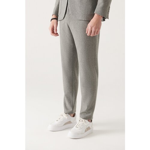 Avva Men's Gray Woolen Pants with Elastic Waist Cene