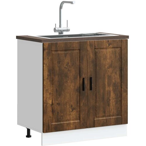 vidaXL Osnovna omarica za umivalnik "Porto" dimljen hrast 80x46x81,5cm Cene
