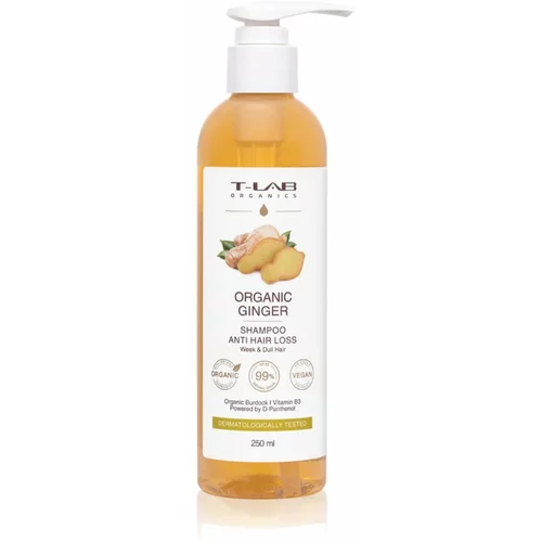 T-LAB Organics Organic Ginger Anti Hair Loss Shampoo šampon za okrepitev las za redke lase 250 ml