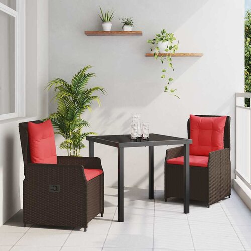 VidaXL Komplet za jedilnico v vrtu 3 pcs Rjava Poly ratan Slike