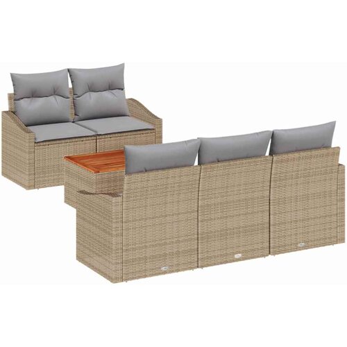  Sjedeća garnitura za vrt 6 kom. Bež i svijetlo siva poliratan 123 x 62 x 69 cm Slike