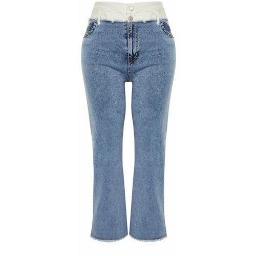 Trendyol Curve Light Blue Waist Belt Detailed Straight Fit Jeans Slike