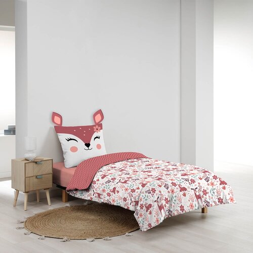 Douceur d int&amp;eacute;rieur Bijela/ružičasta pamučna dječja posteljina za krevet za jednu osobu 140x200 cm Bichette &amp;ndash; Slike