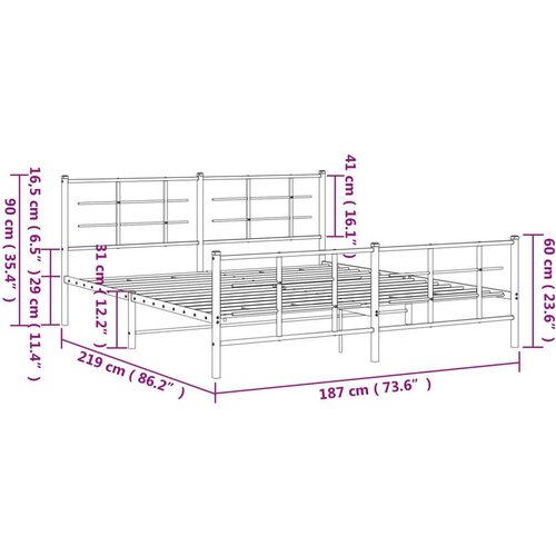 vidaXL Metalni okvir kreveta uzglavlje i podnožje bijeli 183x213 cm Cijene