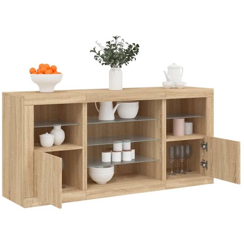 Komoda s LED svjetlima boja hrasta sonome 142,5x37x67 cm Cene