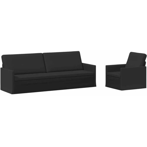 Set sofe 2 pcs Crna Tkanina - Crna 1-Sjedalo + 3-Sjedalo (210 cm) Slike