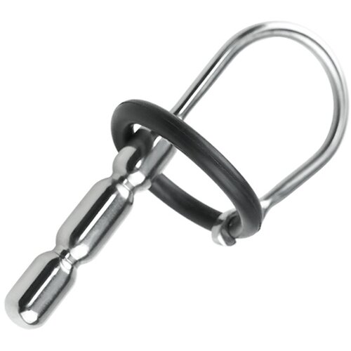 SuperLove Stainless Steel Penis Plug Cum Stopper with Silicone Glans Ring Slike