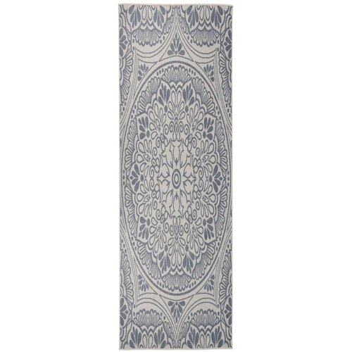 vidaXL Vanjski tepih ravnog tkanja 80 x 250 cm plavi s uzorkom Cijene