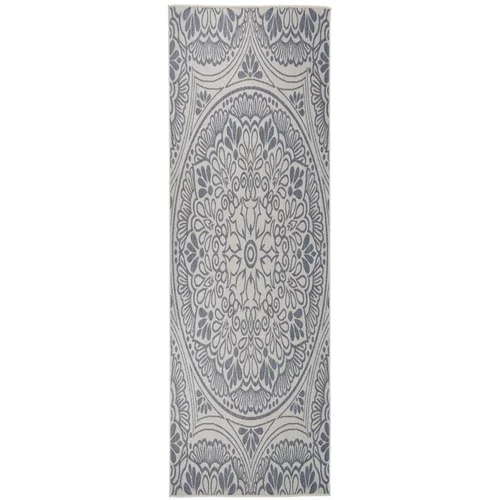 vidaXL Vanjski tepih ravnog tkanja 80 x 250 cm plavi s uzorkom
