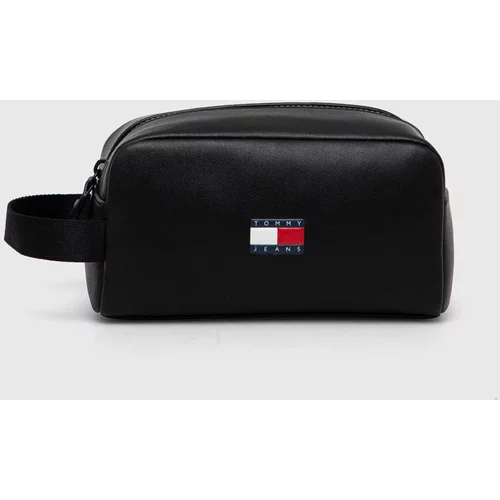 Tommy Jeans Kožna kozmetička torbica boja: crna
