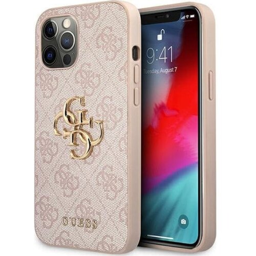 Guess GUHCP12M4GMGPI silikonski ovitek za iPhone 12 / iPhone 12 Pro - roza z zlatim logom Cene