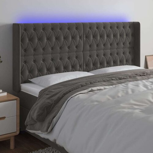  Posteljno vzglavje temno sivo 203x16x118/128 cm žamet, (20794099) Slike