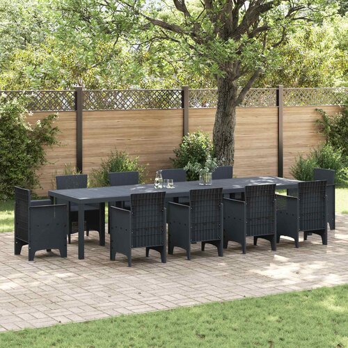 Stol za vrt Antracit 350 x 100 x 74 cm poliratan Slike