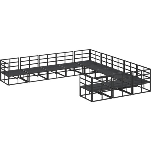 VidaXL Vrtna sedežna garnitura 11 pcs Črna 70 x 70 x 32 cm Aluminij Slike