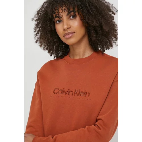 Calvin Klein Dukserica za žene, boja: smeđa, s aplikacijom