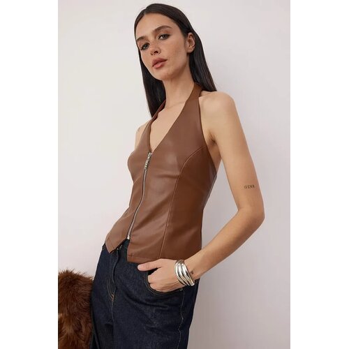 TRENDYOLMILLA ženska bluza Tpraw26Bz00068, tamno braon Cene
