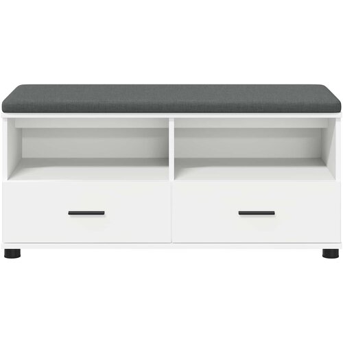  Klupa za hodnik s jastukom s ladicama Bijeli 100 x 38 x 46 cm Slike