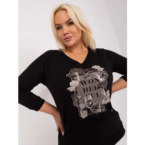 Fashion Hunters Black oversized blouse with 3/4 sleeves