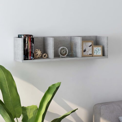  Zidna polica za CD-ove boja betona 75x18x18cm konstruirano drvo Slike